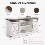 Meuble TV de style ferme pour téléviseurs jusqu'à 65 pouces, meuble de divertissement avec portes coulissantes de grange et armoires de rangement, console multimédia pour salon, chambre à coucher