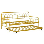 Lit de repos en métal double Costway avec lit gigogne, canapé-lit peu encombrant, roulettes verrouillables, doré