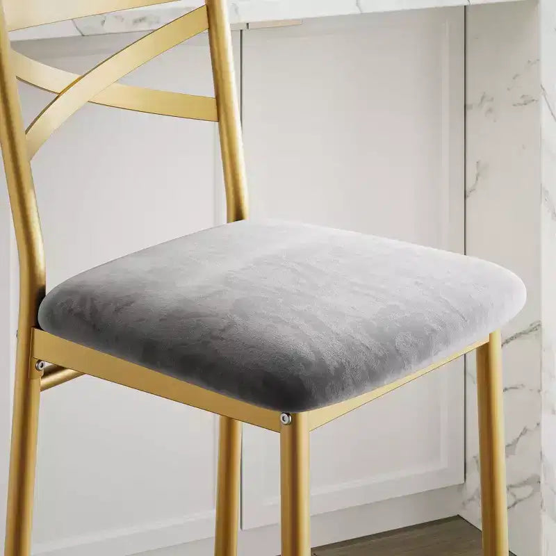 Lot de 4 tabourets de bar, chaises de bar rembourrées en PU, chaises d'îlot de cuisine avec dossier en X et repose-pieds en métal, chaises de comptoir noires