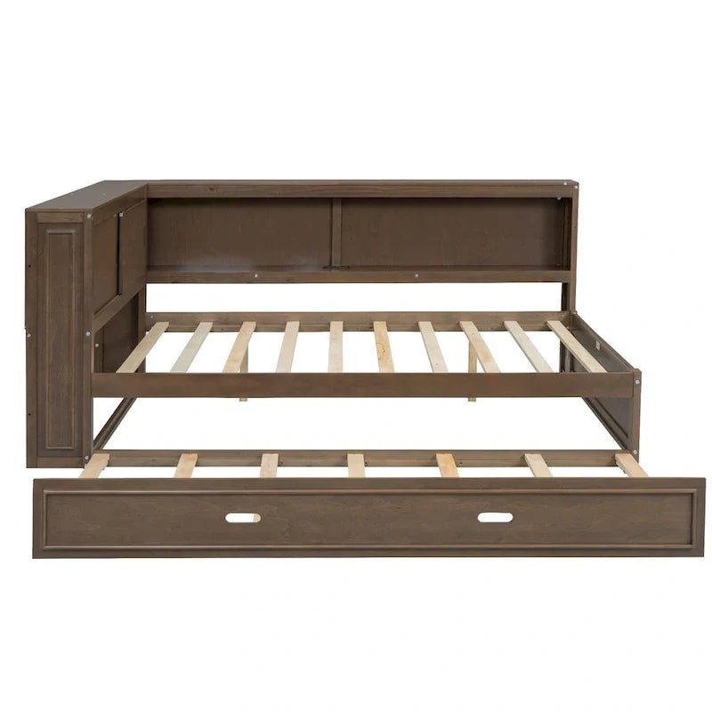 Lit de repos double avec étagères, chargement USB, lumières LED et lit gigogne simple