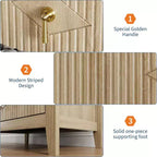 2 tables de chevet cannelées en bois, commode à 3 tiroirs de 69,85 cm de large, tables de nuit modernes, commode de chambre à coucher, salon