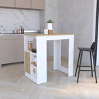 Îlot de cuisine avec meuble 1 porte système « Push to open » et étagères latérales