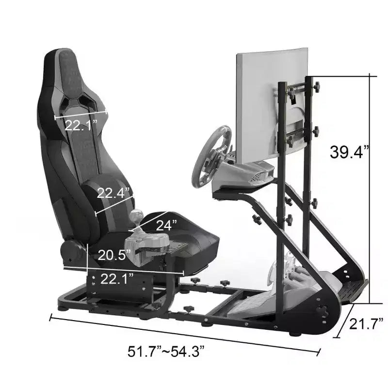 Cockpit de course stabilisé amélioré JVNOXK, simulateur de conduite réglable (hors frein à main, pédales et écran)