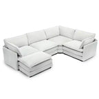 Canapé modulaire moderne 5 places en velours côtelé, surdimensionné, 113,4 po (L) x 79,13 po (l), avec pouf, canapé en U avec coin salon, HYLEORY