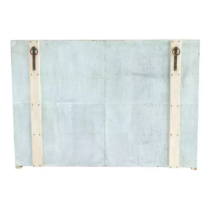 40 Armoire haute de rangement à 4 portes en bois recyclé et métal avec portes vitrées, marron