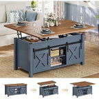 Table basse relevable 2 portes coulissantes style grange Table à manger avec rangement