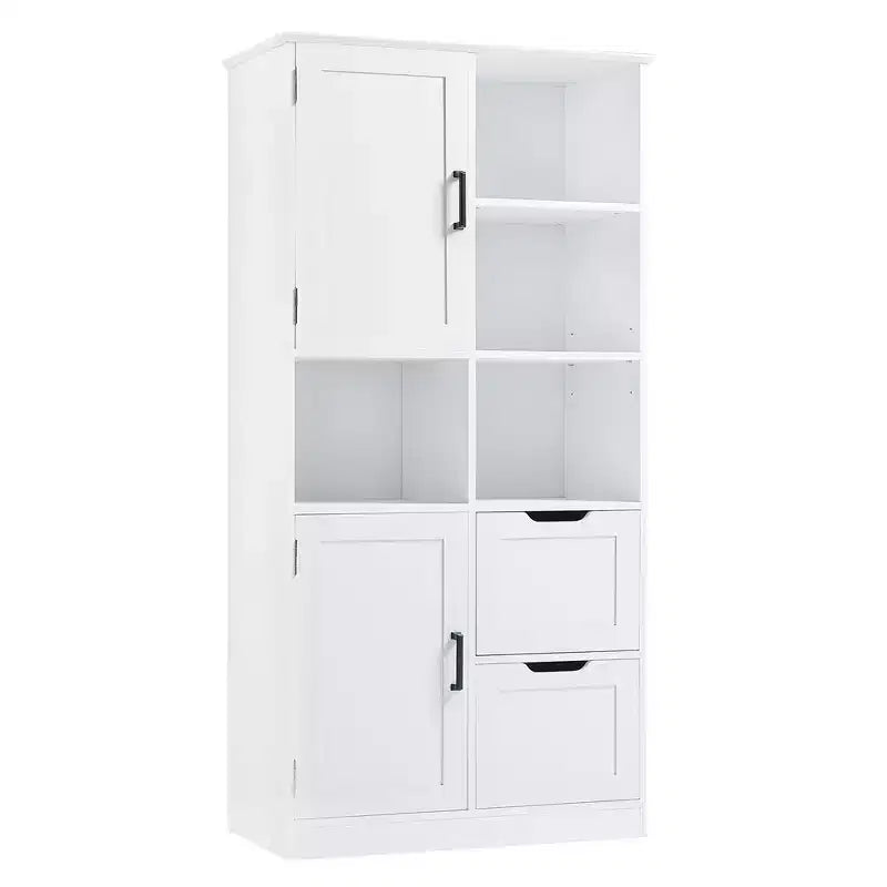 Meuble de rangement haut de salle de bain de 157 cm, armoire de rangement sur pied avec tiroir et étagère réglable, armoire de rangement polyvalente pour salle de bain et salon