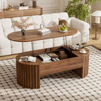 Table basse relevable de 47,2 po, table de salon ovale en bois avec rangement caché, table basse moderne pour salon, chambre à coucher ou bureau