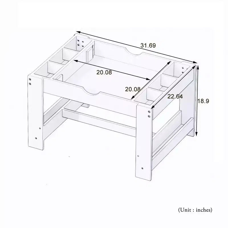 Table d'activités 2-en-1 pour enfants avec 7 compartiments de rangement - Table de blocs de construction LEGO compatible et tableau blanc, blanc et vert