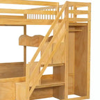 Lit mezzanine double avec escalier, armoire et étagères de rangement – MDF, 295 kg