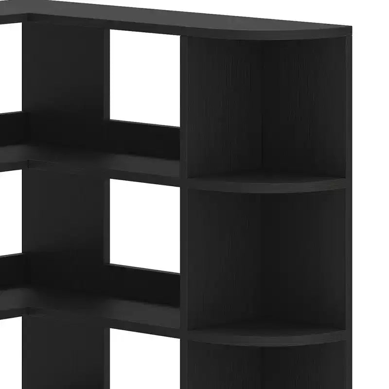Étagère à 6 niveaux avec lumière LED, bibliothèque moderne de 180 cm, étagère d'angle en forme de L, meuble de rangement et de présentation.