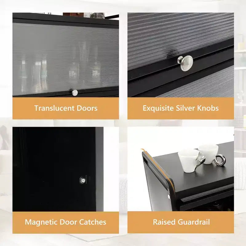 Meuble de cuisine Costway à 5 niveaux avec rangement, buffet mobile pour micro-ondes, portes basculantes, blanc/noir/gris/vert