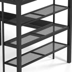 Bellemave Lit mezzanine queen en métal avec bureau, étagères de rangement et tringle à vêtements, cadre de lit mezzanine peu encombrant avec garde-corps et échelle, sans sommier tapissier, noir
