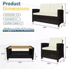Heynemo Ensemble de mobilier de patio 4 pièces, salons de conversation de patio en osier tout temps avec table basse à 2 niveaux, canapé d'extérieur