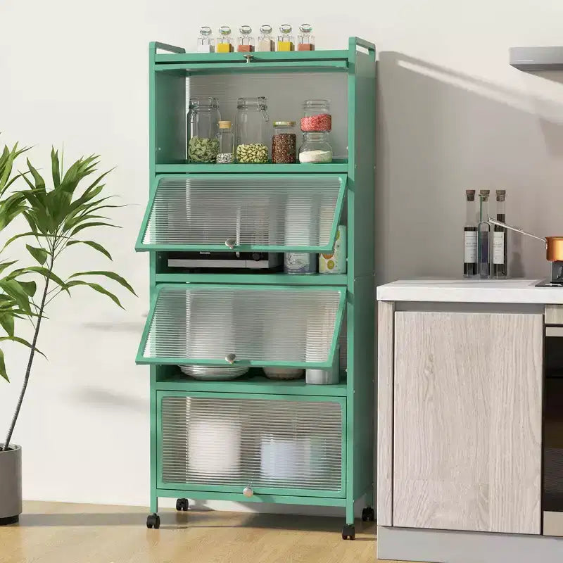 Meuble de cuisine Costway à 5 niveaux avec rangement, buffet mobile pour micro-ondes, portes basculantes, blanc/noir/gris/vert