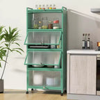 Meuble de cuisine Costway à 5 niveaux avec rangement, buffet mobile pour micro-ondes, portes basculantes, blanc/noir/gris/vert