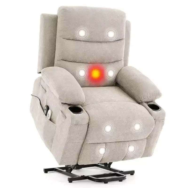 Fauteuil inclinable releveur avec massage et chauffage, fauteuils inclinables électriques surdimensionnés, siège de cinéma maison avec 2 porte-gobelets latéraux, fauteuil simple inclinable à bascule