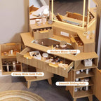 Coiffeuse d'angle 47 po avec miroir et lumière, table de maquillage en bois avec plateau en verre et station de charge, coiffeuse pour chambre à coucher