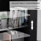 Meuble de rangement décoratif/vitrine en verre noir et grain de bois de 62 po, avec suffisamment d'espace pour 12 étagères