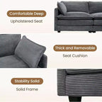Canapé modulaire moderne 5 places en velours côtelé, surdimensionné, 113,4 po (L) x 79,13 po (l), avec pouf, canapé en U avec coin salon, HYLEORY