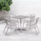 Ensemble table carrée en aluminium Emma et Oliver 27,5 avec 4 chaises à dossier à lattes