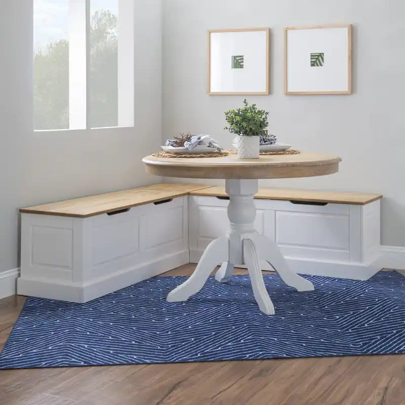 Banquette d'angle sans dossier - Naturel et blanc