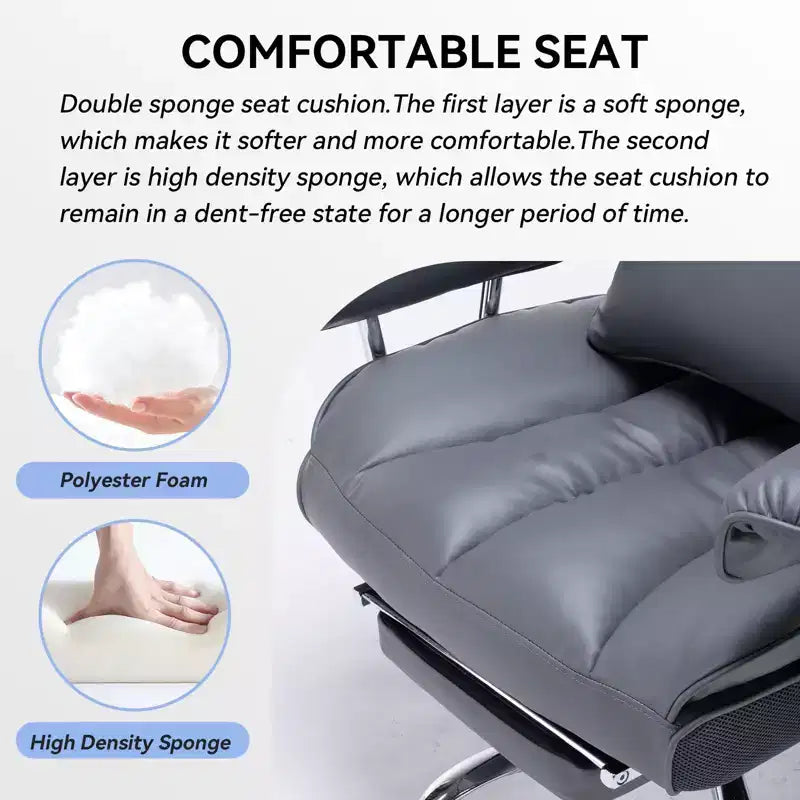 Efomao Chaise de Bureau Ergonomique 400 lbs, Grande Chaise d'Ordinateur en Cuir PU pour Personnes de Grande Taille, Fauteuil de Direction avec Repose-Pieds et Soutien Lombaire