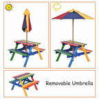 Table de pique-nique pliante Costway pour enfants 4 places avec parasol pour jardin