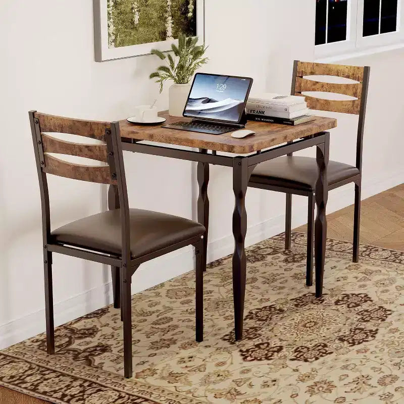 Ensemble de salle à manger 3 pièces pour petits espaces, table et 2 chaises à pieds en spirale, ensemble de table de cuisine compact pour appartements