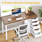 Bureau d'ordinateur Lantine avec 5 tiroirs, bureau moderne et simple de 119 cm pour la maison, le bureau et l'étude, idéal pour les petits espaces