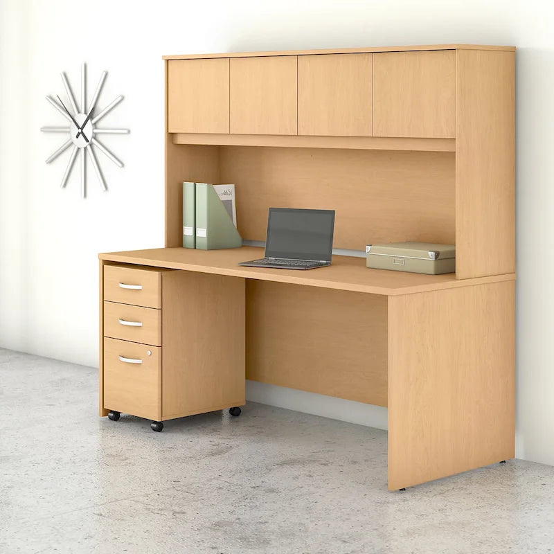 Bureau de 72 po avec huche et caisson mobile à 3 tiroirs