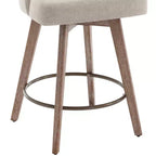 Lot de 4 tabourets de bar pivotants à hauteur de comptoir Bekrvio 26 po avec dossiers et pieds en bois, tabourets de bar rembourrés en tissu lin/similicuir pour îlot de cuisine