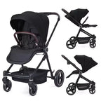 Poussette Bébé, Poussette Pliante - Poussette Haute pour Nouveau-né et Tout-petit, Landau Convertible avec Dossier Réversible