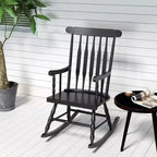 Costway Lot de 2 chaises à bascule en bois, finition brillante, blanc/café