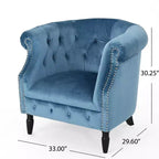Fauteuil club contemporain capitonné avec clous de tapissier