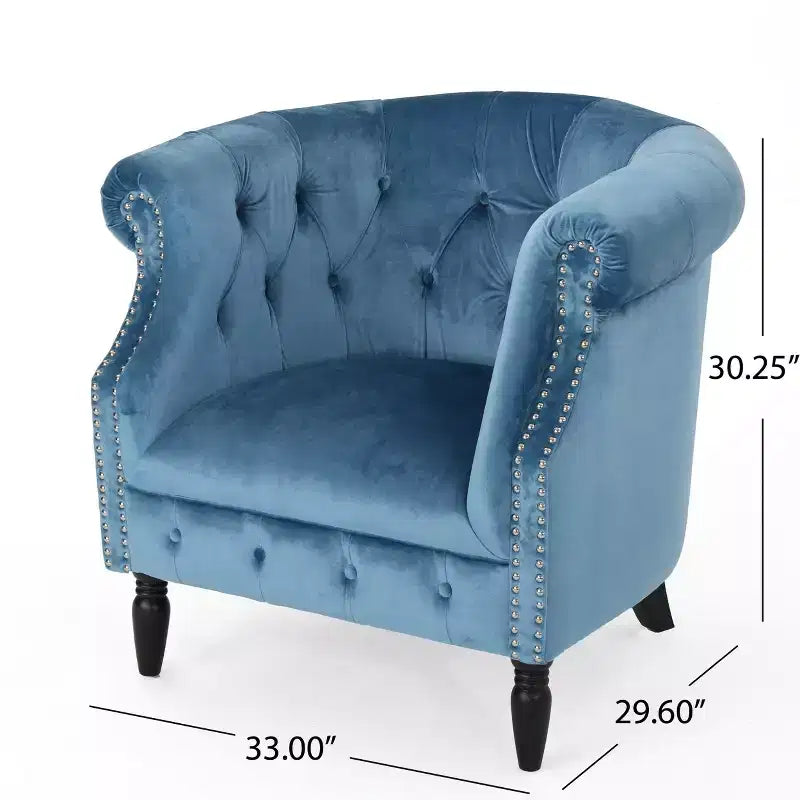 Fauteuil club contemporain capitonné avec clous de tapissier