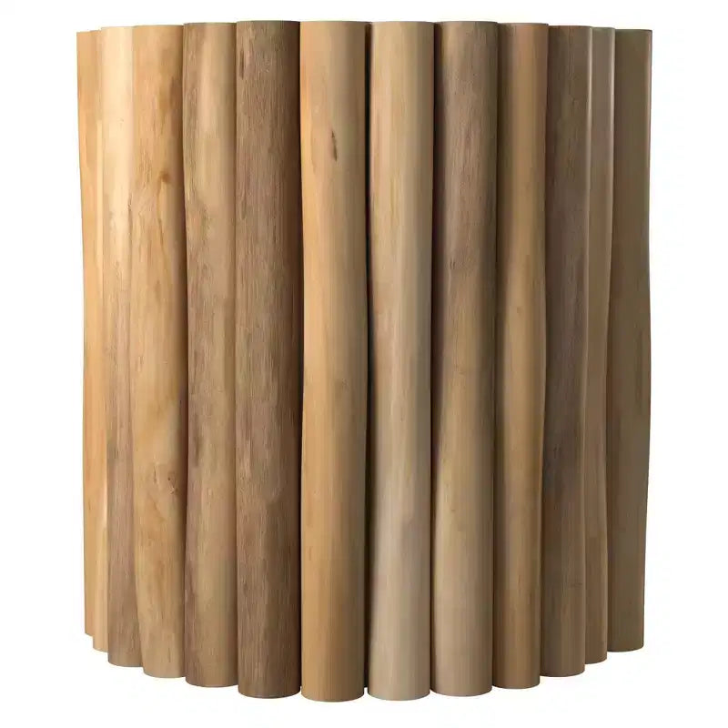 Table d'appoint ronde East at Main Prelude Accent Tan : Construction en teck, Aucun assemblage, Utilisation intérieure/extérieure