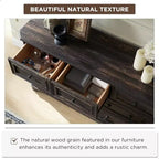 Commode 7 tiroirs de 54 po pour chambre à coucher, coffre de rangement rustique vintage pour salon et couloir