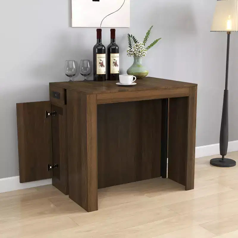 CLIHOME Table à manger extensible moderne multifonctionnelle avec prise, Table extensible peu encombrante avec rangement