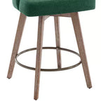 Lot de 4 tabourets de bar pivotants à hauteur de comptoir Bekrvio 26 po avec dossiers et pieds en bois, tabourets de bar rembourrés en tissu lin/similicuir pour îlot de cuisine
