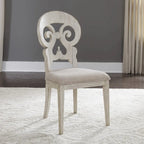 Ensemble de salle à manger avec table à tréteaux 6 pièces "Farmhouse Reimagined" blanc antique et châtaigne
