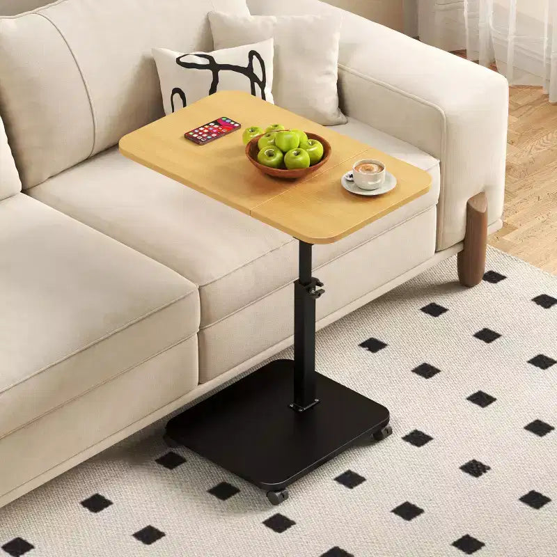 1 Table d'appoint en C, Table de lit à roulettes réglable en hauteur, Table de canapé multi-usage et Bureau d'ordinateur portable pour petits espaces