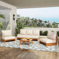Christopher Knight Home Tavriel Ensemble de 5 places assises de terrasse en bois d'acacia style moderne du milieu du siècle avec coussins épais, table non incluse