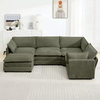 Canapé modulaire moderne 5 places en velours côtelé, surdimensionné, 113,4 po (L) x 79,13 po (l), avec pouf, canapé en U avec coin salon, HYLEORY