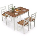 Costway Ensemble repas 5 pièces Bois massif Mobilier de cuisine avec table rectangulaire et 4 chaises Naturel/Café/Gris