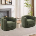 Ensemble de 2 fauteuils d'appoint pivotants à 360° modernes, revêtement en tissu doux, vert