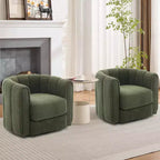 Ensemble de 2 fauteuils d'appoint pivotants à 360° modernes, revêtement en tissu doux, vert
