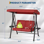 Balançoire de jardin 2 places avec auvent, assise rembourrée, cadre en fer robuste, banc d'extérieur résistant aux intempéries pour patio, balcon ou arrière-cour