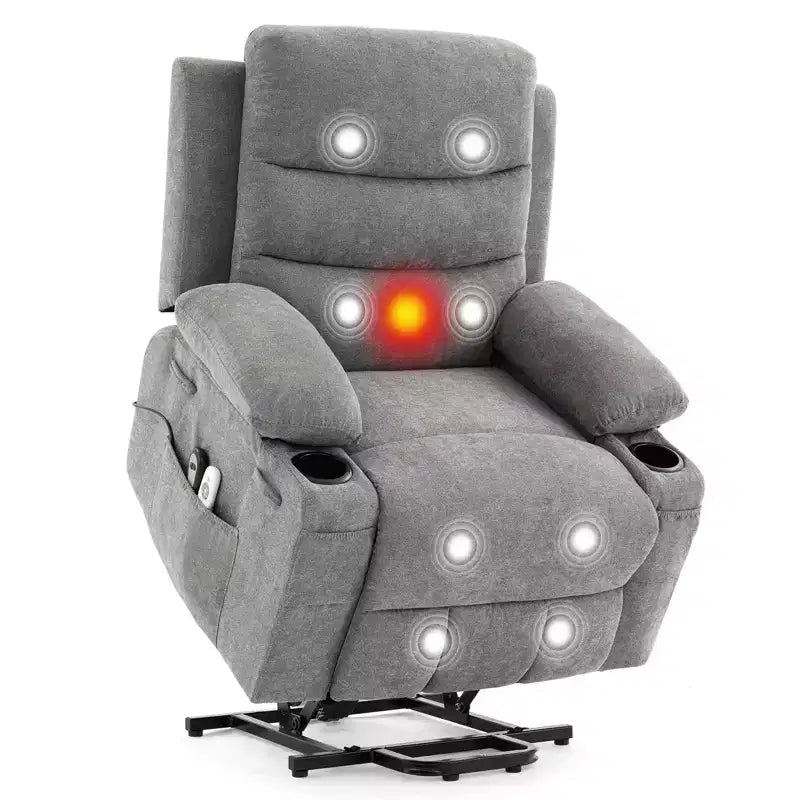 Fauteuil inclinable releveur avec massage et chauffage, fauteuils inclinables électriques surdimensionnés, siège de cinéma maison avec 2 porte-gobelets latéraux, fauteuil simple inclinable à bascule