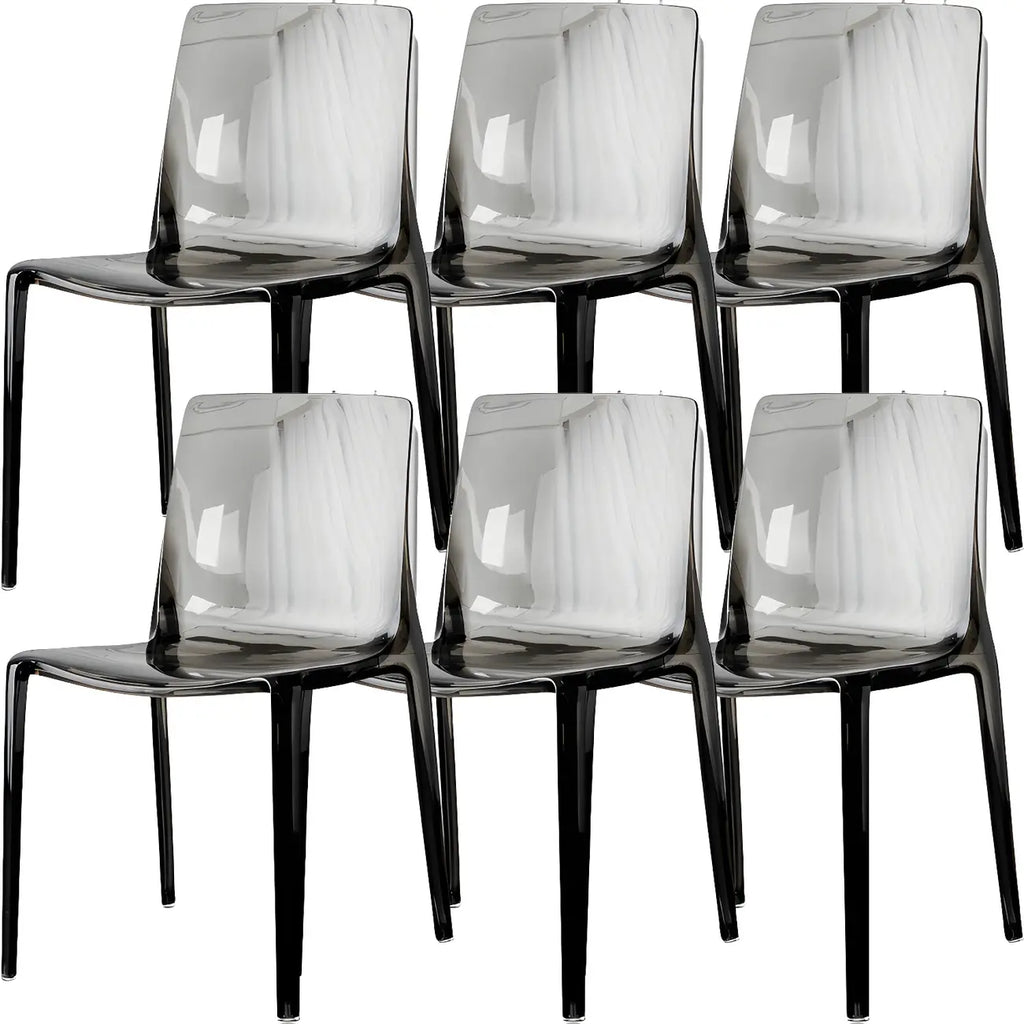 Chaise de salle à manger sans accoudoirs à dossier bas en acrylique ambre